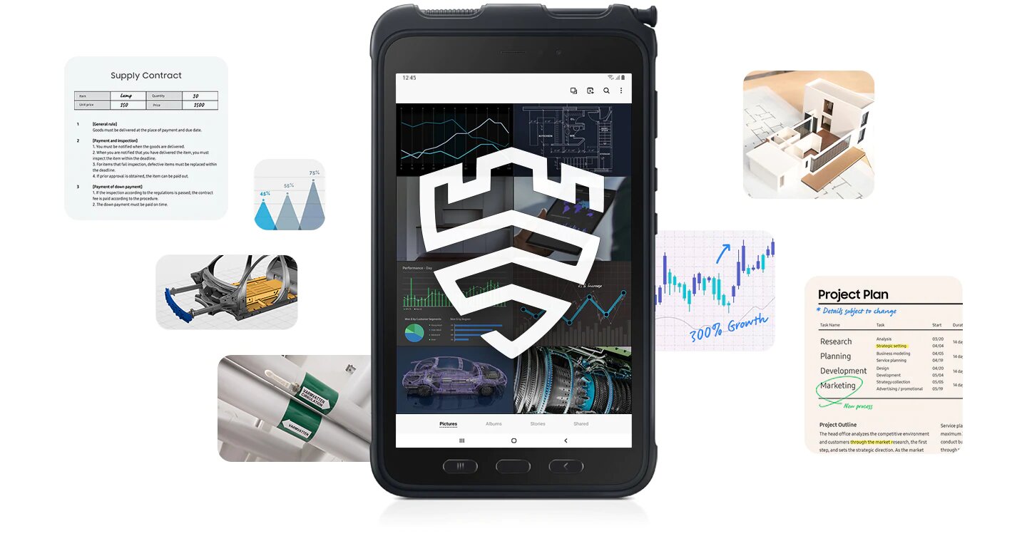 Таблет Samsung Galaxy Tab Active3 (SM-T575NZKAEEE), 8" (20.32 cm) WUXGA дисплей, осемядрен Exynos 9810 2.7GHz, 4GB RAM, 64GB Flash памет (+ microSD слот), 13.0 & 5.0 MP камера, Android - характеристика 11
