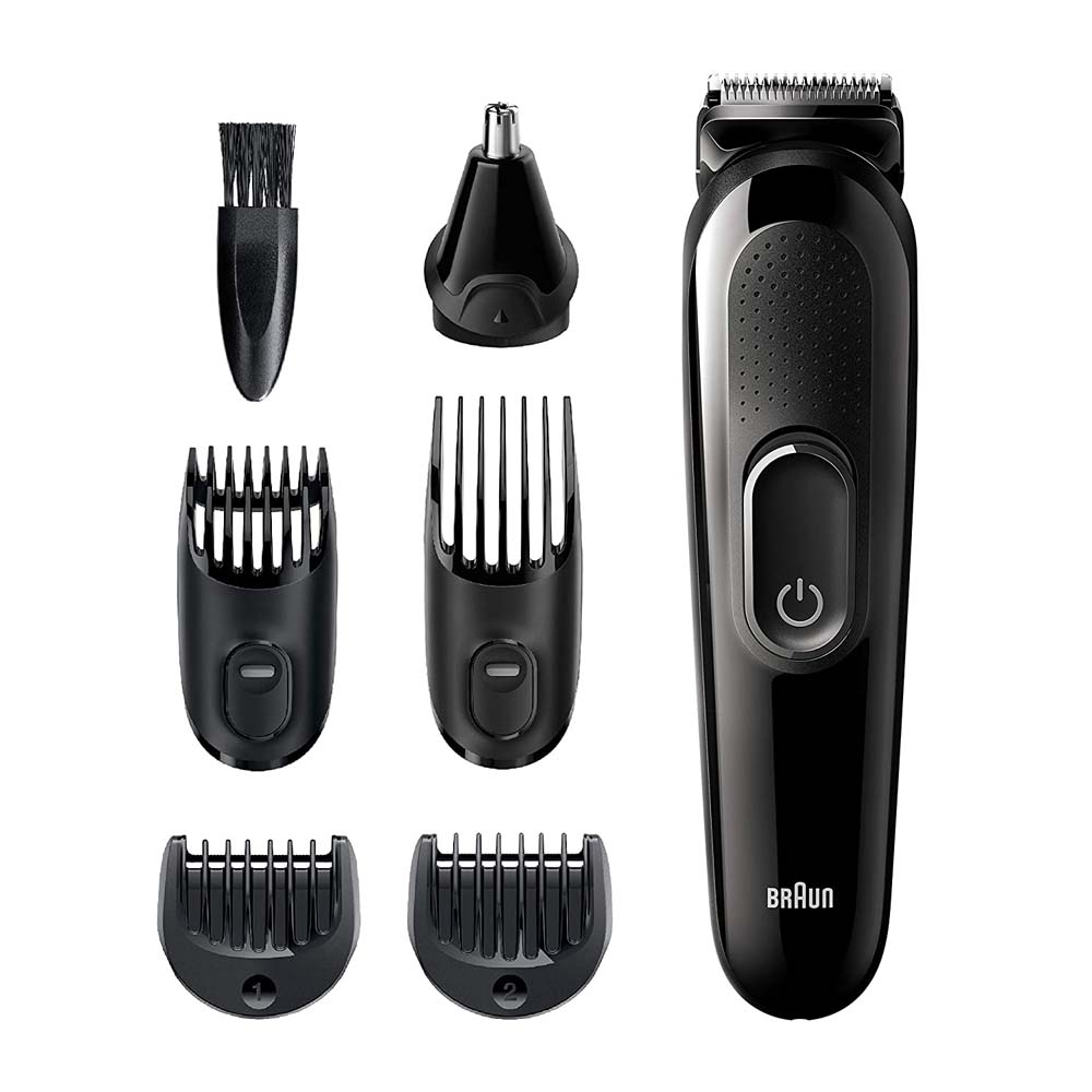 Тример Braun MGK 3220 All in one Trimmer, за лице и коса, устойчиви остриета, 5 приставки, до 50 мин време за работа, светлинен индикатор, сребрист - характеристика 1