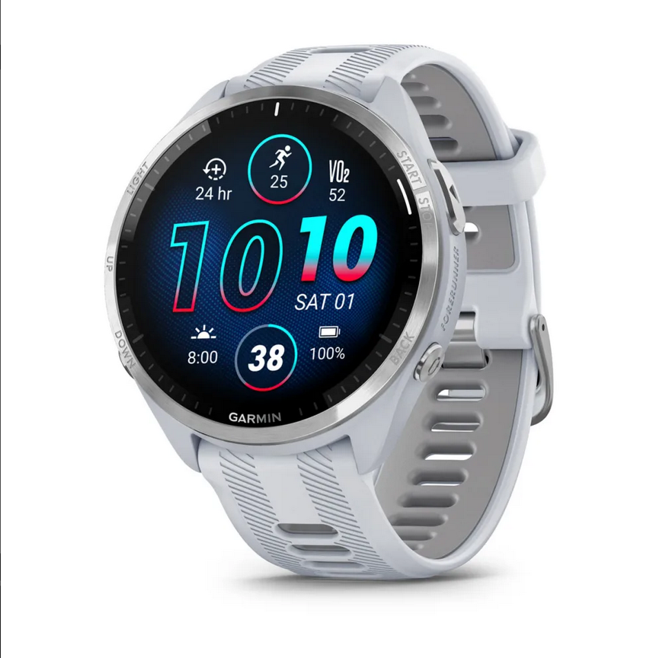 Смарт часовник Garmin Forerunner 965 Whitestone, за бягане, 35,4 мм (1.4"), AMOLED дисплей, 32GB Flash памет, Bluetooth, Wi-Fi, GPS, мониторинг на съня, до 23 дни време за работа, сив корпус със светлосива каишка - характеристика 14