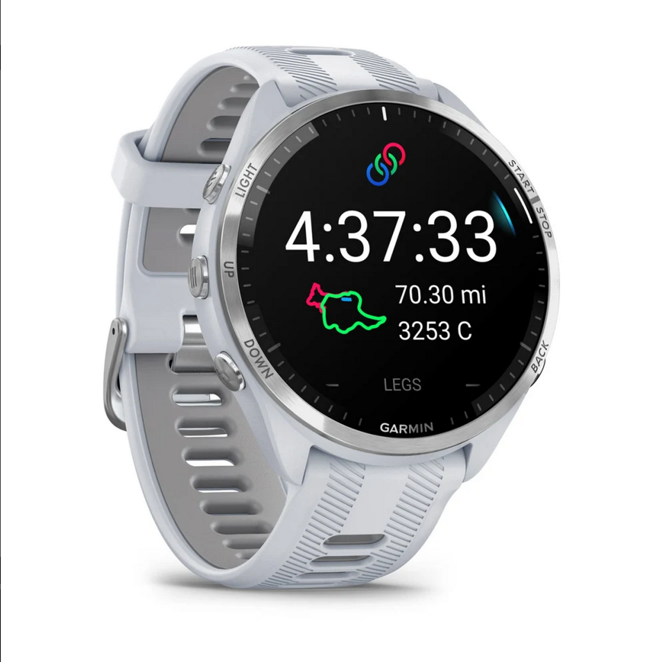 Смарт часовник Garmin Forerunner 965 Whitestone, за бягане, 35,4 мм (1.4"), AMOLED дисплей, 32GB Flash памет, Bluetooth, Wi-Fi, GPS, мониторинг на съня, до 23 дни време за работа, сив корпус със светлосива каишка - характеристика 17
