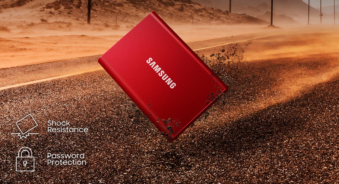 Памет SSD 2TB Samsung T7 (MU-PC2T0H), USB-C 3.2, 2.5"(6.35 cm), скорост на четене 1050 MB/s, скорост на запис 1000 MB/s - характеристика 2