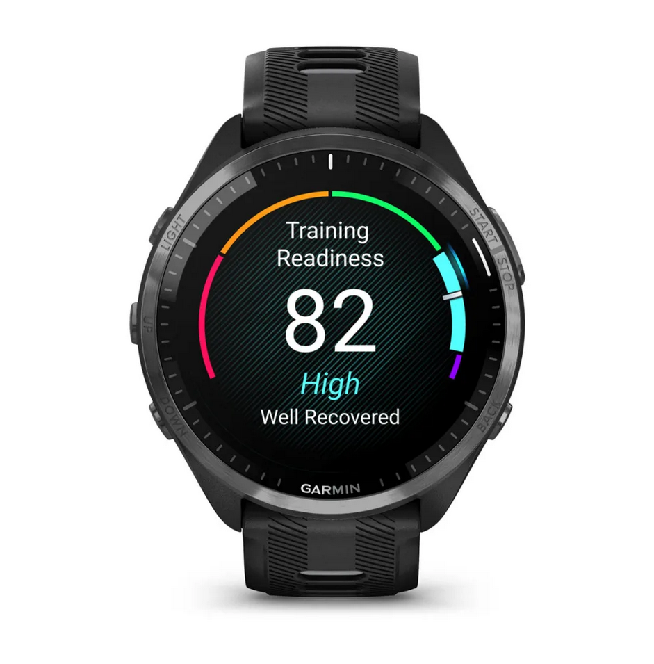 Смарт часовник Garmin Forerunner 965 Carbon Grey DLC Titanium, за бегачи, 35.4 мм (1,4"), AMOLED дисплей, 32GB Flash памет, Bluetooth, Wi-Fi, GPS, до 23 дни време за работа, черен с черна силиконова каишка - характеристика 15
