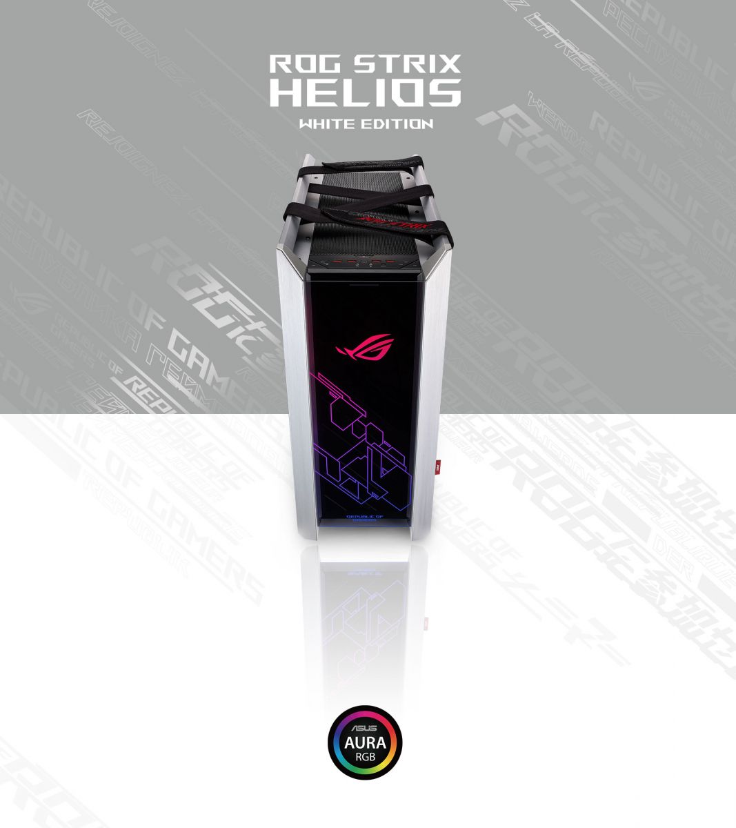 Кутия Asus ROG Strix Helios White Edition, ATX/micro ATX/Mini ITX/EATX, USB 3.1 Type C Gen 2, AURA SYNC RGB, бяла, без захранване - характеристика 1