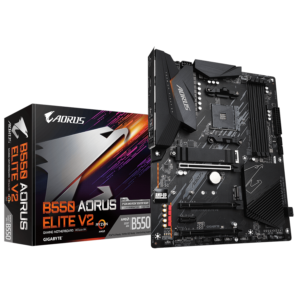 Дънна платка Gigabyte B550 AORUS ELITE V2, AM4, B550, DDR4, PCI-E 4.0(DP/HDMI)(CFX), 4x SATA 6Gb/s, 2x M.2, 2x USB 3.2 Gen 2, ATX - характеристика 1