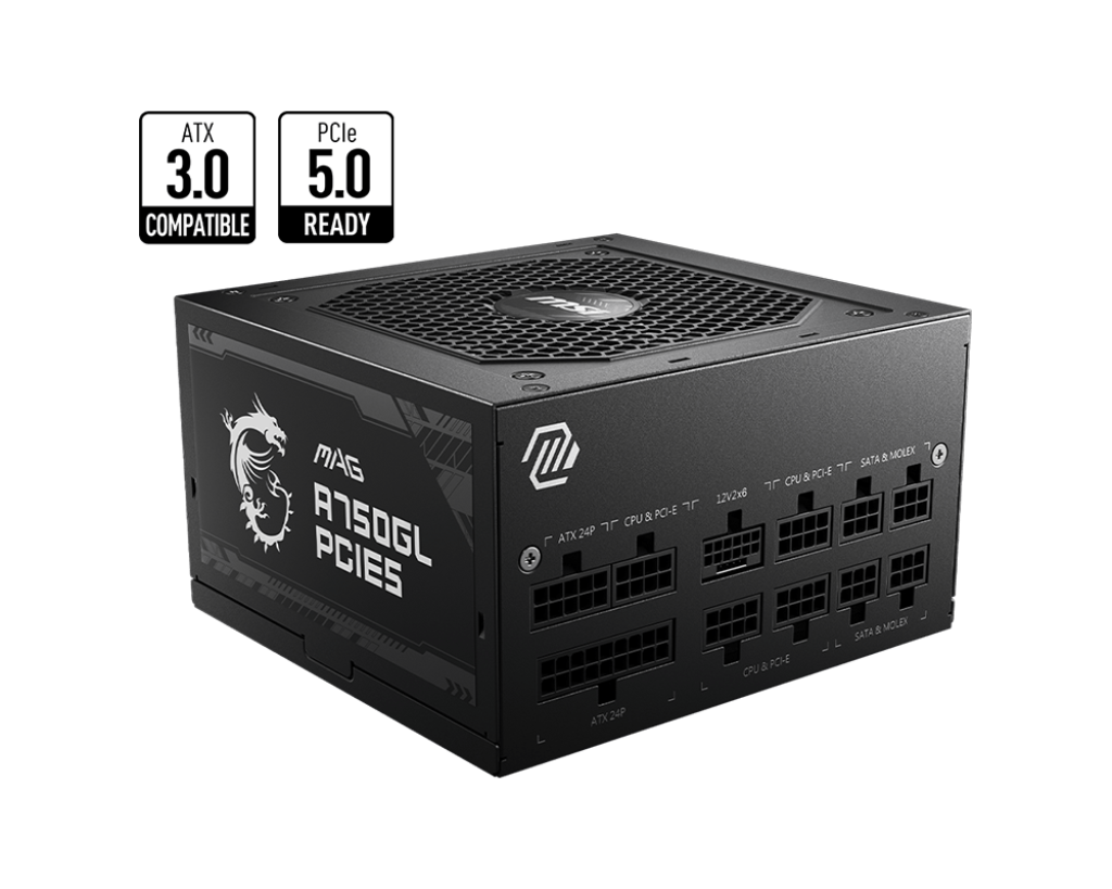 Захранване MSI Mag A750GL PCIE5, 750W, Active PFC, 80 Plus Gold, 120mm вентилатор - характеристика 2
