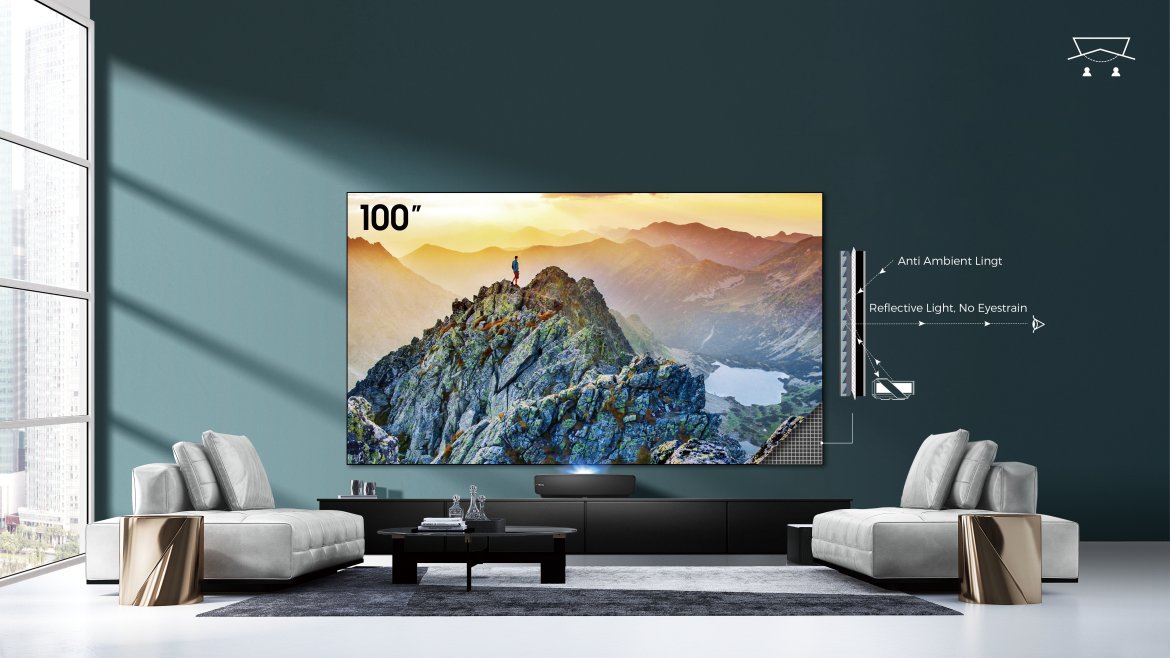 Телевизор Hisense 100L5F, 100" (254 cm) 4K/UHD Laser TV, HDR, DVB-T2/C/S2, Wi-Fi, LAN, Bluetooth, 4x HDMI, 2x USB - характеристика 1