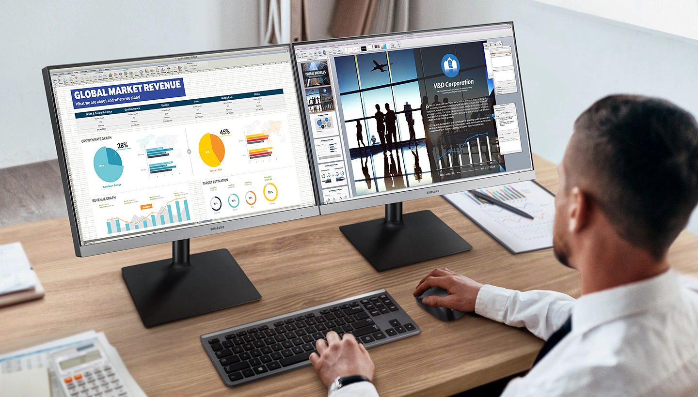 Монитор Samsung LF-24T650F (2020), 24" (60.96 cm) IPS панел, 75Hz, Full HD, 5ms, 200cd/m2, DisplayPort, HDMI, DVI - характеристика 1