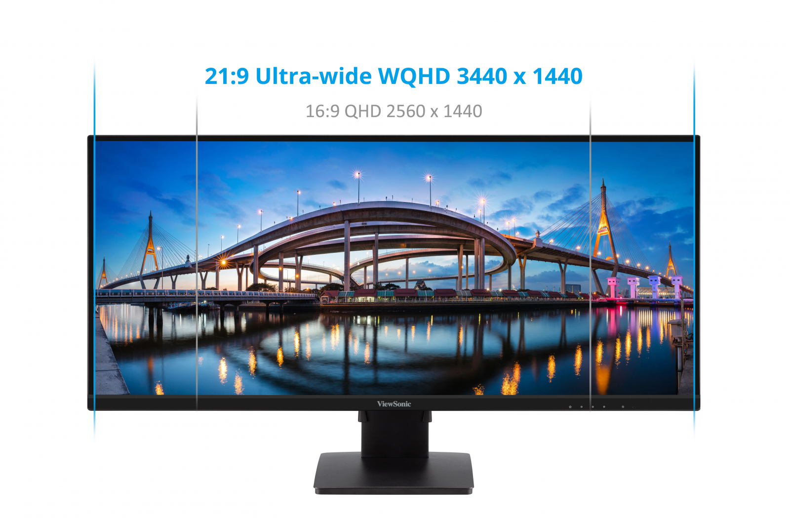 Монитор ViewSonic VA3456-MHDJ, 34" (86.36 cm) IPS панел, 75Hz, UltraWide QHD, 4ms, 50M:1, 400 cd/m2, DisplayPort, HDMI, 3.5 mm jack - характеристика 1