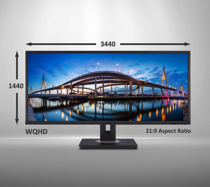 Монитор ViewSonic VG3448, 34" (86.36 cm) MVA панел, QHD, 5 ms, 50,000,000:1, 300 cd/m2, DisplayPort, miniDisplayPort, HDMI, USB - характеристика 1