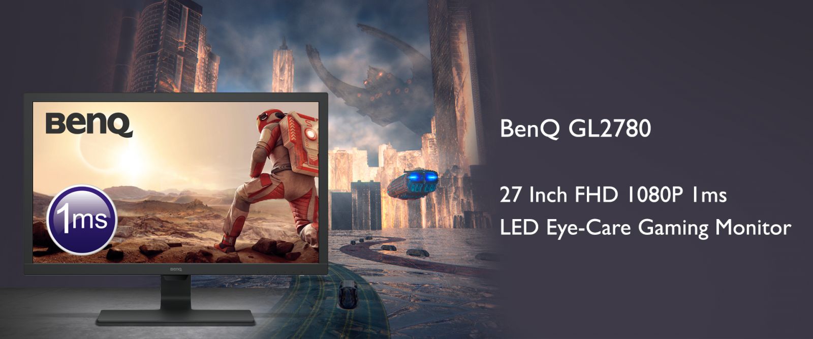 Монитор BenQ GL2780E (9H.LJ6LB.VFE), 27" (68.58 cm) TN панел, 75Hz, Full HD, 1ms, 12 000 000:1, 300cd/m2, DisplayPort, HDMI, DVI, VGA - характеристика 1