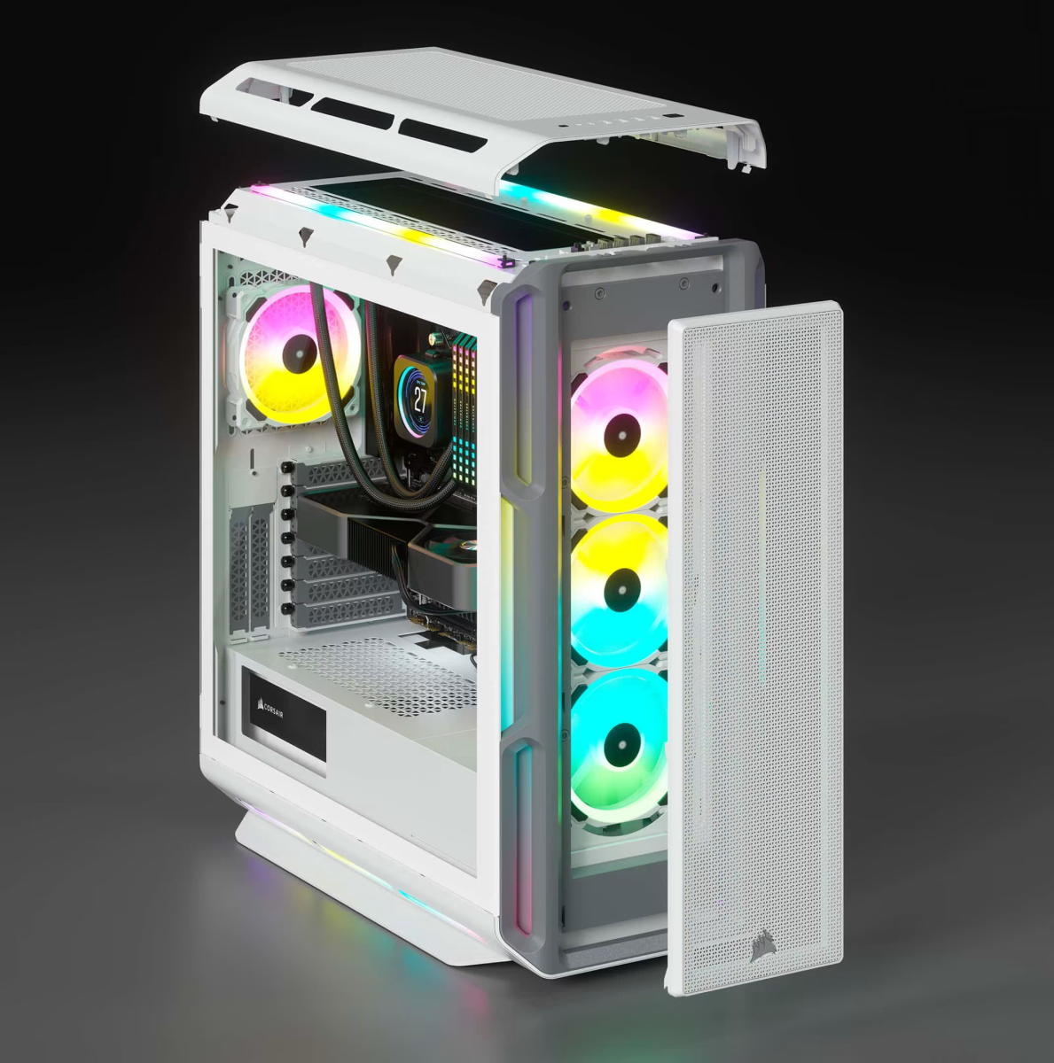 Кутия Corsair iCUE 5000T RGB, ATX/mATX/Mini ITX, 4x USB 3.0 Type-A, 1 USB 3.1 Type-A, с прозорец, бяла, без захранване - характеристика 6
