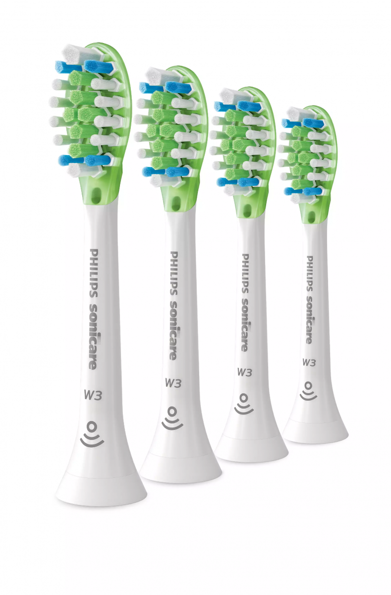 Стандартни глави за звукова четка за зъби, Philips Sonicare W3 Premium White, 10 пъти повече премахване на плака, до 100% намаляване на оцветяването, BrushSync, бели, 4бр. - характеристика 1