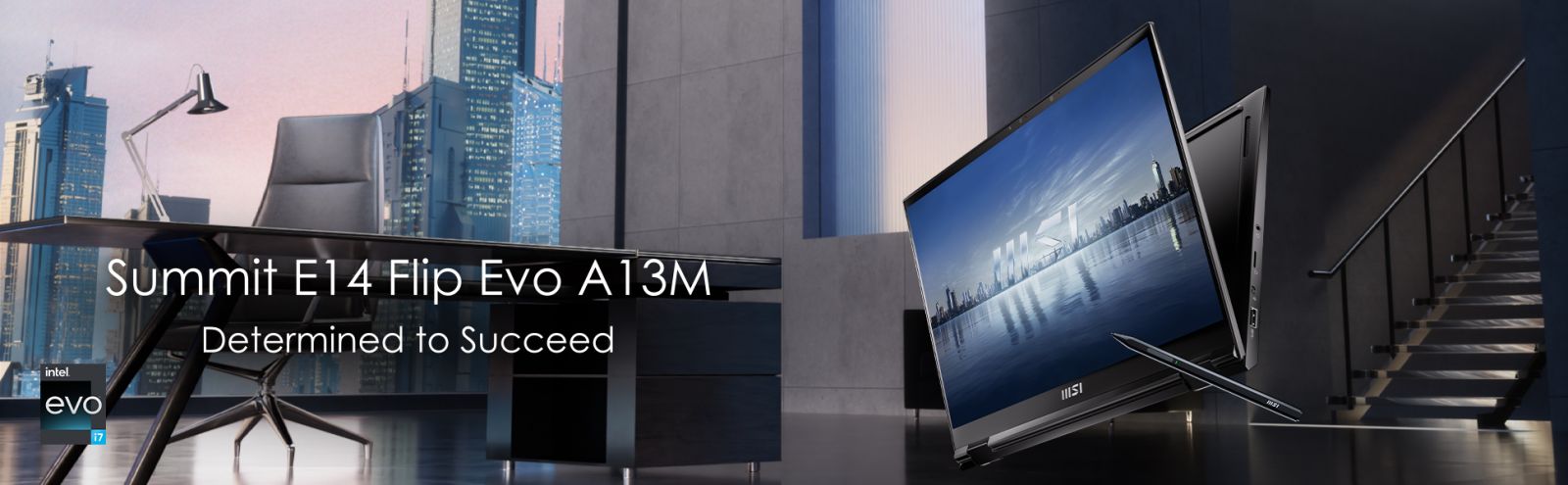 Лаптоп MSI Summit E14 Flip Evo A13MT-296BG, дванадесетядрен Intel Core i7-1360P 2.2/5GHz, 14" (35.56 cm) QHD+ тъчскрийн екран (Thunderbolt 4), 16GB LPDDR5, 1TB NVMe SSD, Windows 11 Home - характеристика 1