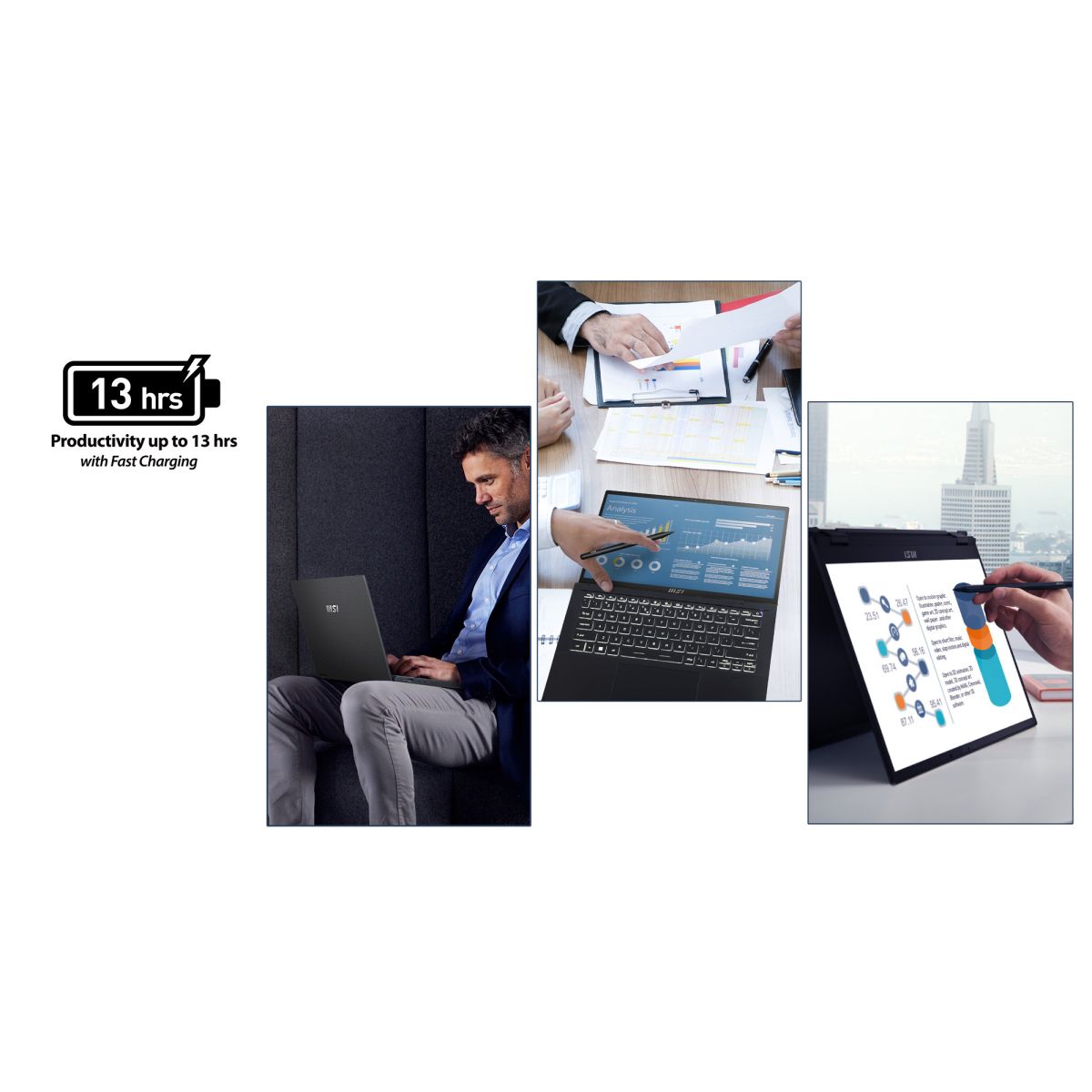 Лаптоп MSI Summit E14 Flip Evo A13MT-296BG, дванадесетядрен Intel Core i7-1360P 2.2/5GHz, 14" (35.56 cm) QHD+ тъчскрийн екран (Thunderbolt 4), 16GB LPDDR5, 1TB NVMe SSD, Windows 11 Home - характеристика 6