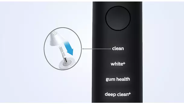 Ел. четки за зъби PHILIPS DiamondClean 9000, до 14 дни живот на батерията, Bluetooth, до 62 000 движения в /мин, черно и розово злато, 2 броя Глави за четка C3 Premium Plaque Defense, зареждаща чаша - характеристика 8
