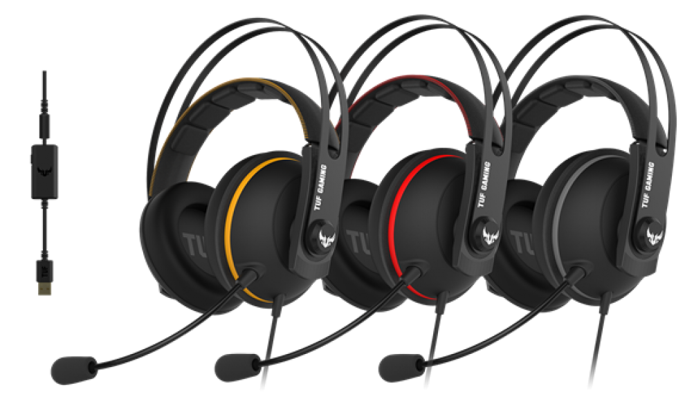 Слушалки Asus TUF Gaming H7 (90YH01MY-B8UA00), USB, микрофон, 53mm неодимови говорители, черни - характеристика 1