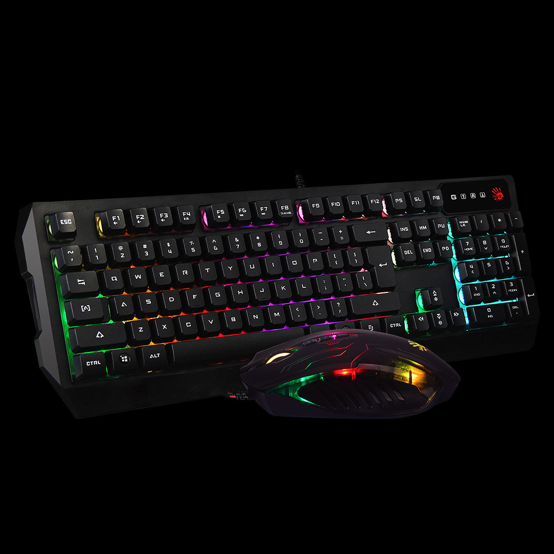 Комплект клавиатура, мишка Bloody Q1300, подсветка, оптична мишка (3200 dpi), гейминг, USB, черни - характеристика 1