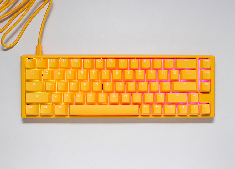 Клавиатура Ducky One 3 Yellow SF 65, жична, гейминг, механична, Cherry MX Clear суичове, RGB подсветка, жълта, USB - характеристика 6