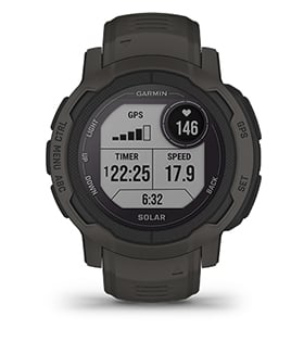 Смарт часовник Garmin Instinct 2 Camo Edition Graphite, два прозореца 0.9" x 0.9" MIP дисплей, 32MB вградена памет, GPS, водоустойчив 10 ATM, Bluetooth, ANT+, до 28 дни време за работа, компас, тъмносив - характеристика 3
