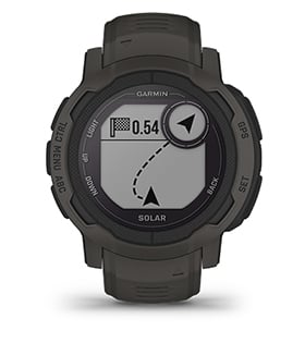 Смарт часовник Garmin Instinct 2 Camo Edition Graphite, два прозореца 0.9" x 0.9" MIP дисплей, 32MB вградена памет, GPS, водоустойчив 10 ATM, Bluetooth, ANT+, до 28 дни време за работа, компас, тъмносив - характеристика 5