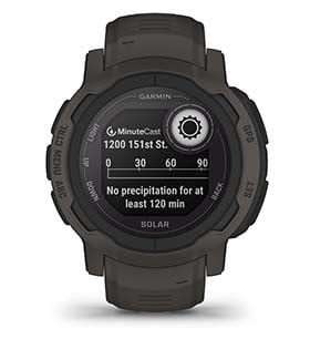 Смарт часовник Garmin Instinct 2 Camo Edition Graphite, два прозореца 0.9" x 0.9" MIP дисплей, 32MB вградена памет, GPS, водоустойчив 10 ATM, Bluetooth, ANT+, до 28 дни време за работа, компас, тъмносив - характеристика 8