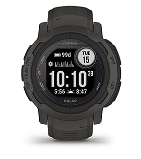 Смарт часовник Garmin Instinct 2 Camo Edition Graphite, два прозореца 0.9" x 0.9" MIP дисплей, 32MB вградена памет, GPS, водоустойчив 10 ATM, Bluetooth, ANT+, до 28 дни време за работа, компас, тъмносив - характеристика 12