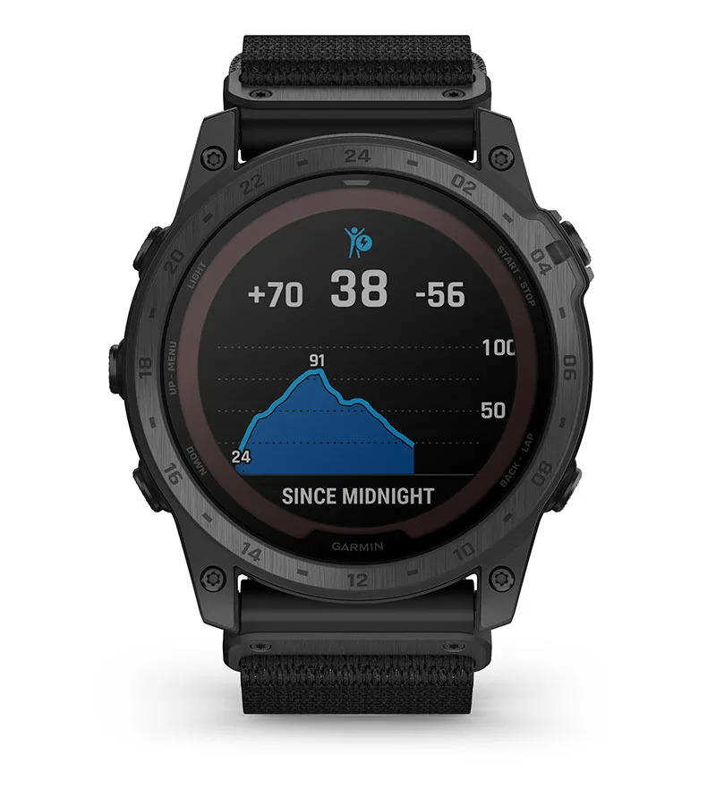 Смарт часовник Garmin tactix 7 Pro Ballistics Edition 010-02704-21, 1.4 (3.55 cm) трансфлективен MIP дисплей, GPS, Bluetooth, ANT+, Wi-Fi, 32GB вградена памет, до 16 часа време на работа, водоустойчив 10 ATM, соларно зареждане, черен - характеристика 39