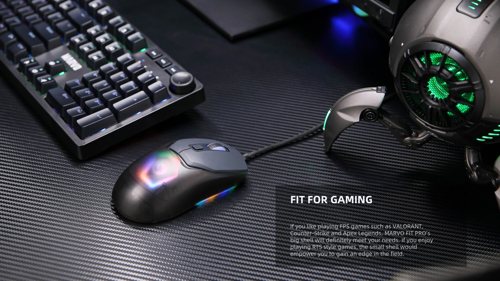 Мишка Marvo FIT PRO White, оптична (19 000dpi), безжична, Bluetooth, Wireless, бяла, гейминг, RGB подсветка, 7 програмируеми бутона - характеристика 8