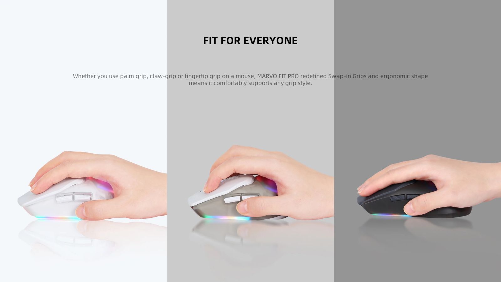 Мишка Marvo FIT PRO White, оптична (19 000dpi), безжична, Bluetooth, Wireless, бяла, гейминг, RGB подсветка, 7 програмируеми бутона - характеристика 9