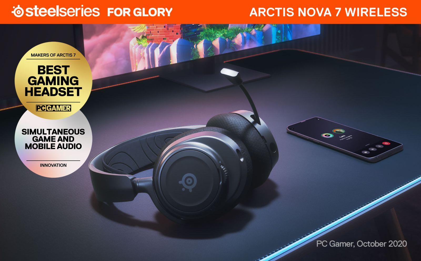 Слушалки SteelSeries Arctis Nova 7, безжични, Bluetooth, Wi-Fi, гейминг, микрофон, параметричен еквалайзер Pro-Grade, 360° аудио пространство, контрол на звука, до 38 часа време на работа, черни - характеристика 1