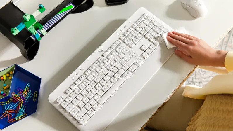 Клавиатура Logitech K650 Off White, безжична, Bluetooth 5.1, 10м обхват, бяла, USB - характеристика 3