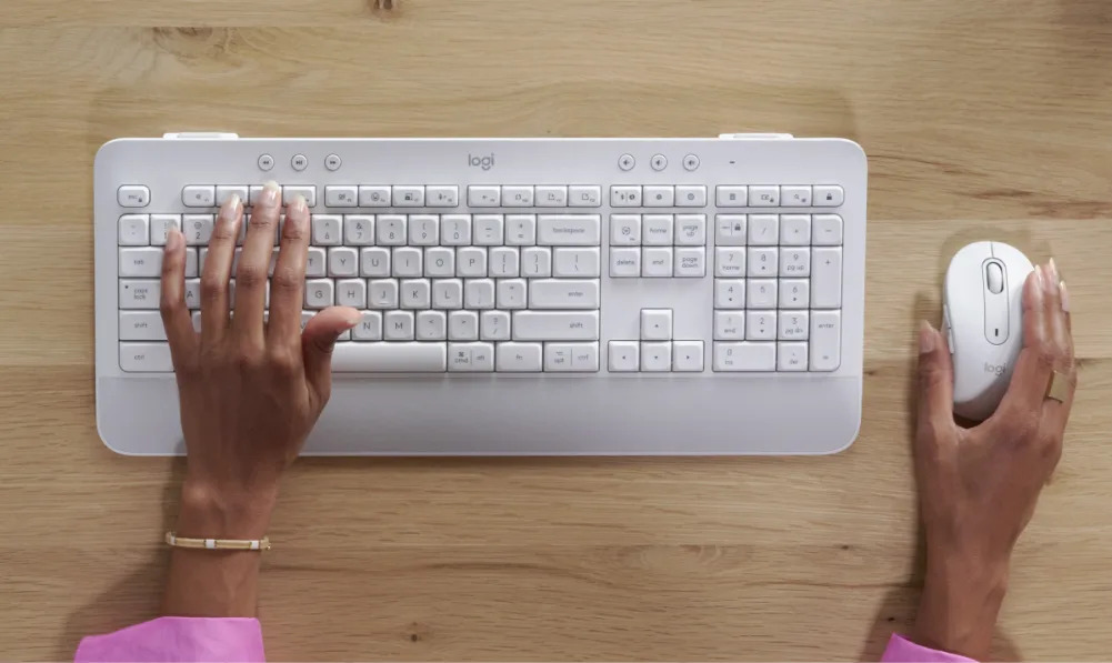 Комплект клавиатура и мишка Logitech MK650 Signature Combo Off White, безжични, оптична (4000 dpi), бели, USB - характеристика 3