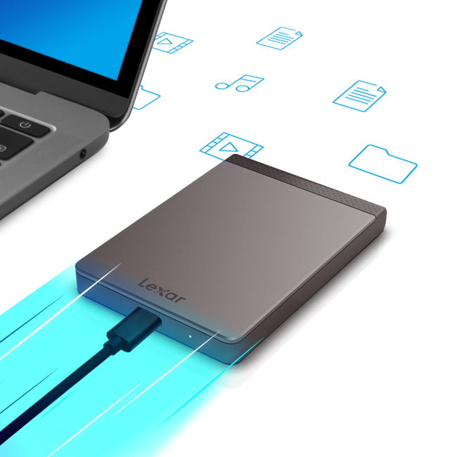 Памет SSD 512GB Lexar SL200 (LSL200X512G-RNNNG), външно, преносимо, скорост на четене 550MB/s, скорост на запис 400MB/s, сиво - характеристика 2