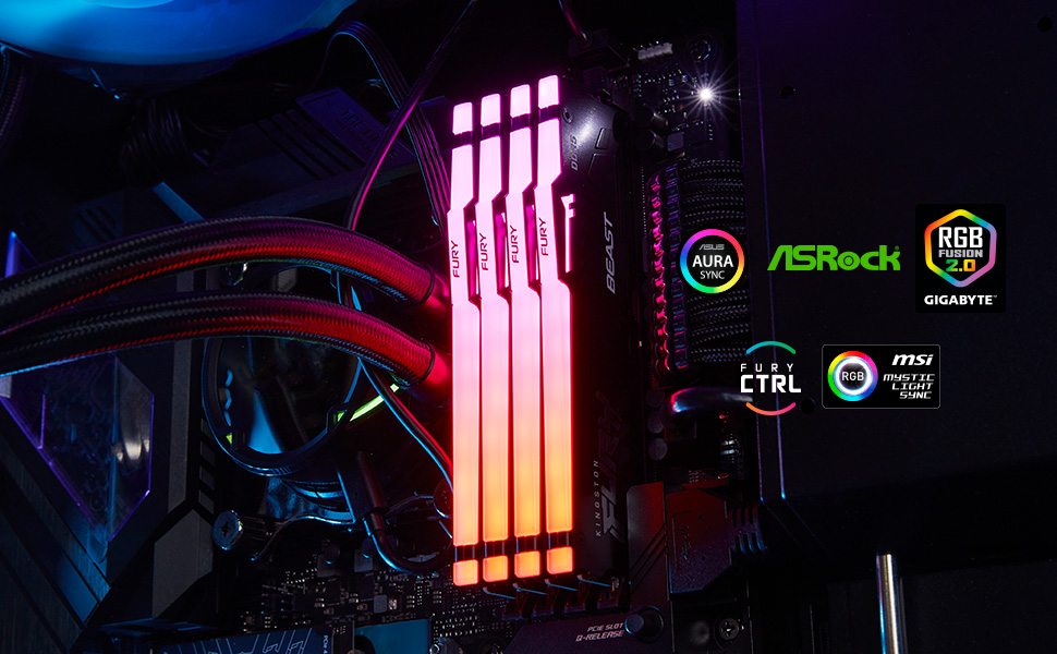 Памет 16GB DDR5 5600MT/s, Kingston FURY Beast RGB KF556C40BBA-16, 1.25 V - характеристика 1