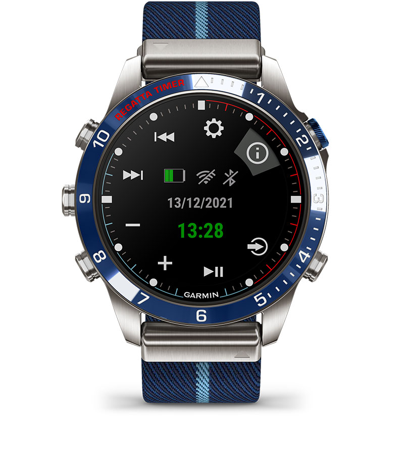 Смарт часовник Garmin MARQ™ Captain (Gen 2) 1.2" (3.4 cm) AMOLED дисплей, измерване на пулс, кислород в кръвта, разстояние, до 16 дни време на работа, 10 ATM, Bluetooth, ANT+, Wi-Fi, син - характеристика 16