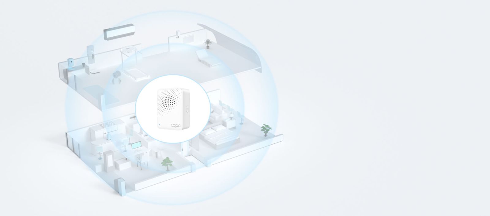 Смарт контролер TP-Link Tapo H100 Hub, интелигентна аларма, координира се с интелигентните сензори Tapo, може да се свърже с до 64 интелигентни устройства, звънец, Wi-Fi, бял - характеристика 4
