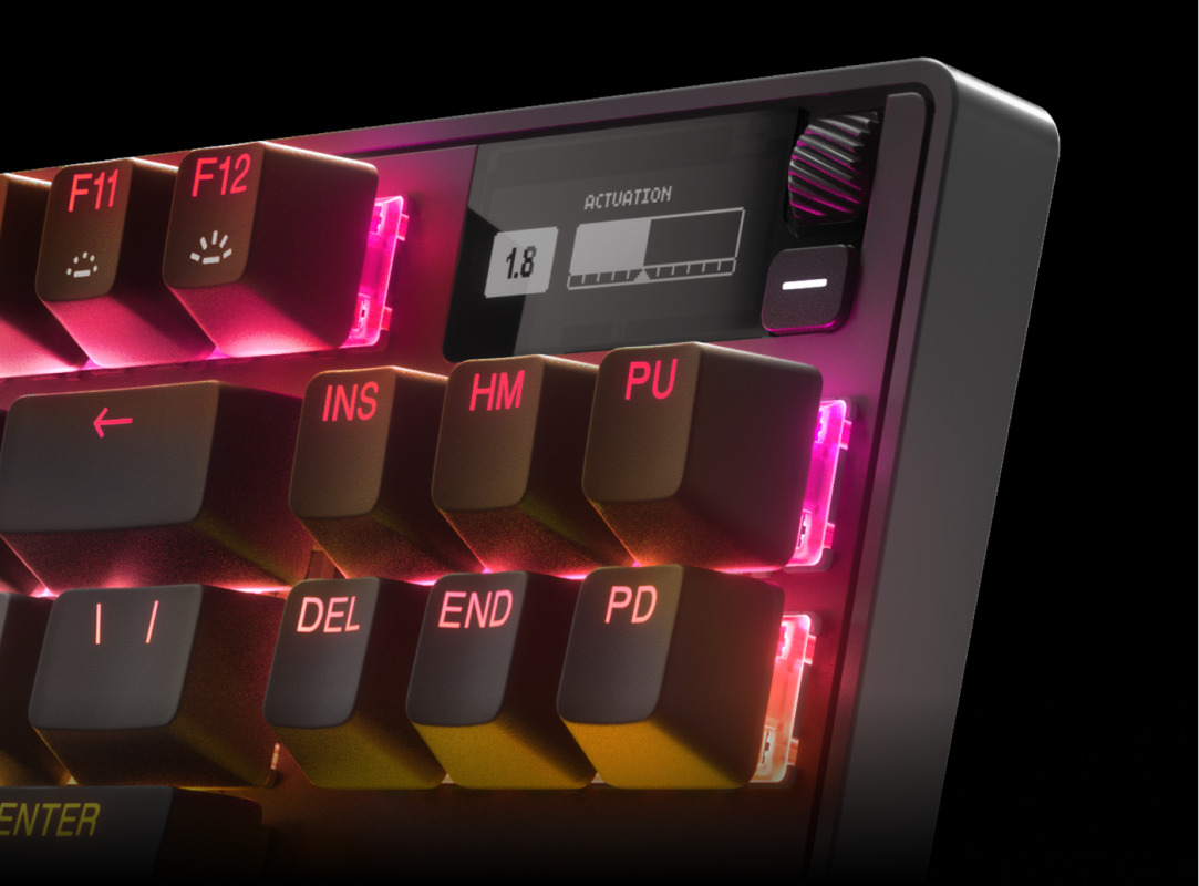 Клавиатура SteelSeries Apex Pro TKL (2023), геймърска, механична, OmniPoint Adjustable switches, RGB подсветка, UK layout, черна, Bluetooth, USB - характеристика 3
