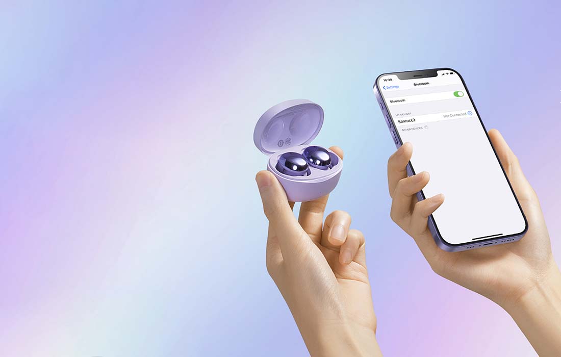 Слушалки Baseus WS Bowie E2 Purple, Bluetooth, микрофон, до 5 часа с едно зареждане, IP55 водоустойчивост, лилави - характеристика 2