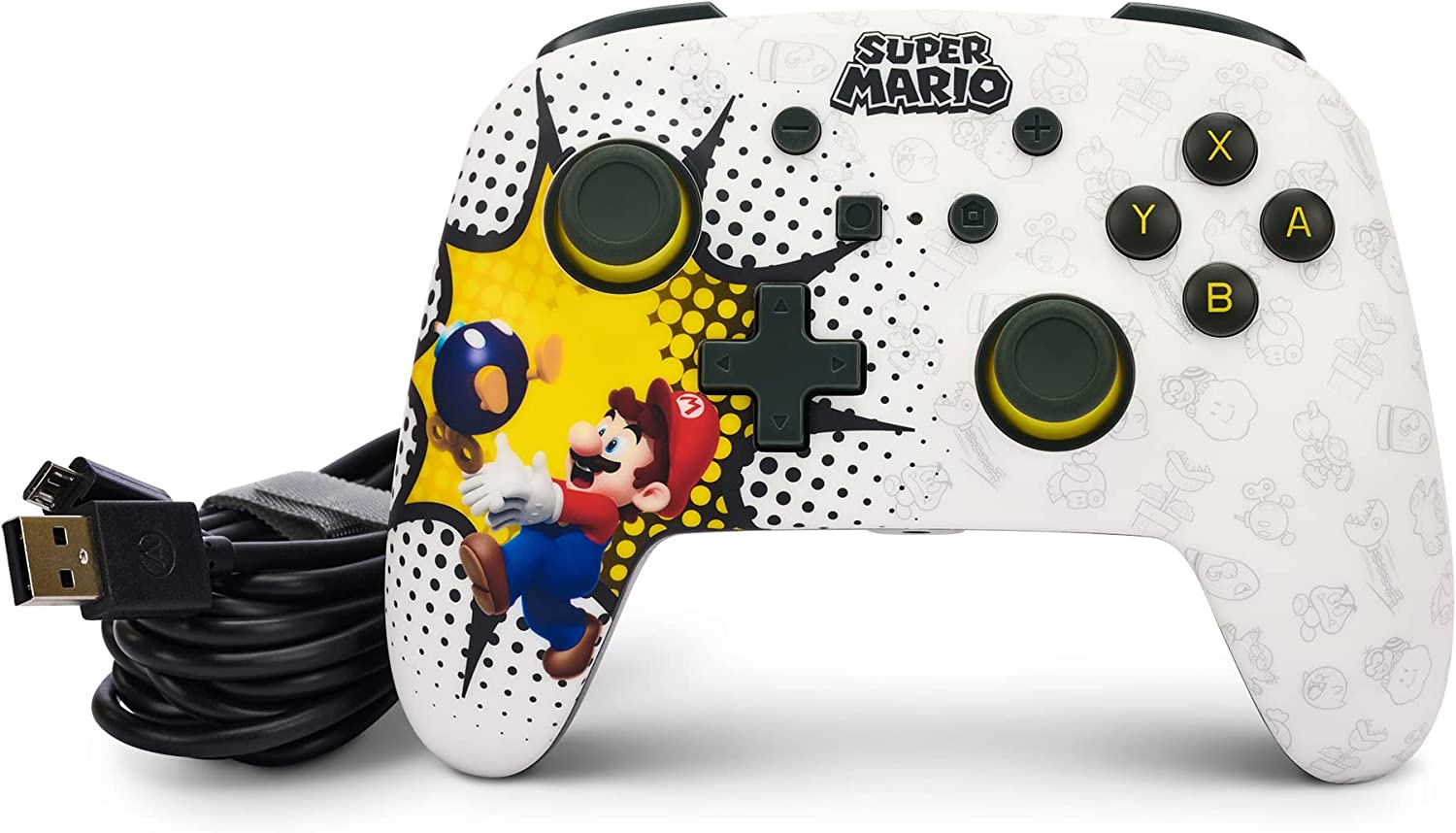 Геймпад PowerA Enhanced Bob-omb Blast за Nintendo Switch, жичен, USB, бял - характеристика 1