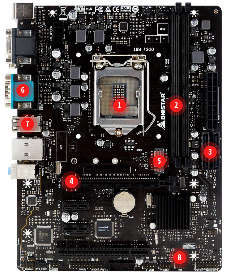 Дънна платка Biostar H410MHG, H410, LGA1200, DDR4, PCI-E 3.0, (HDMI&DVI-D&D-Sub), 1x M.2, 4x SATA 6Gb/s, 2x USB 3.2 Gen1, Micro ATX - характеристика 1