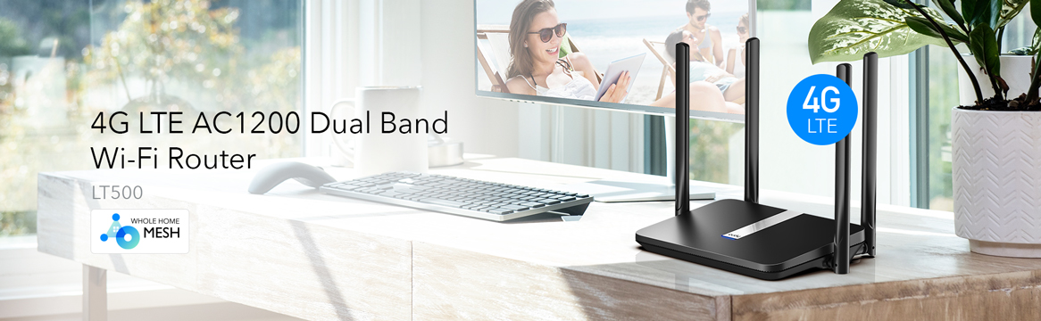 Рутер Cudy LT500, 1200Mbps, 4G, 2.4GHz(300Mbps)/5GHz(867Mbps), Wireless AC, 3x LAN 10/100, 1x WAN 10/100, 4x външни антени - характеристика 1