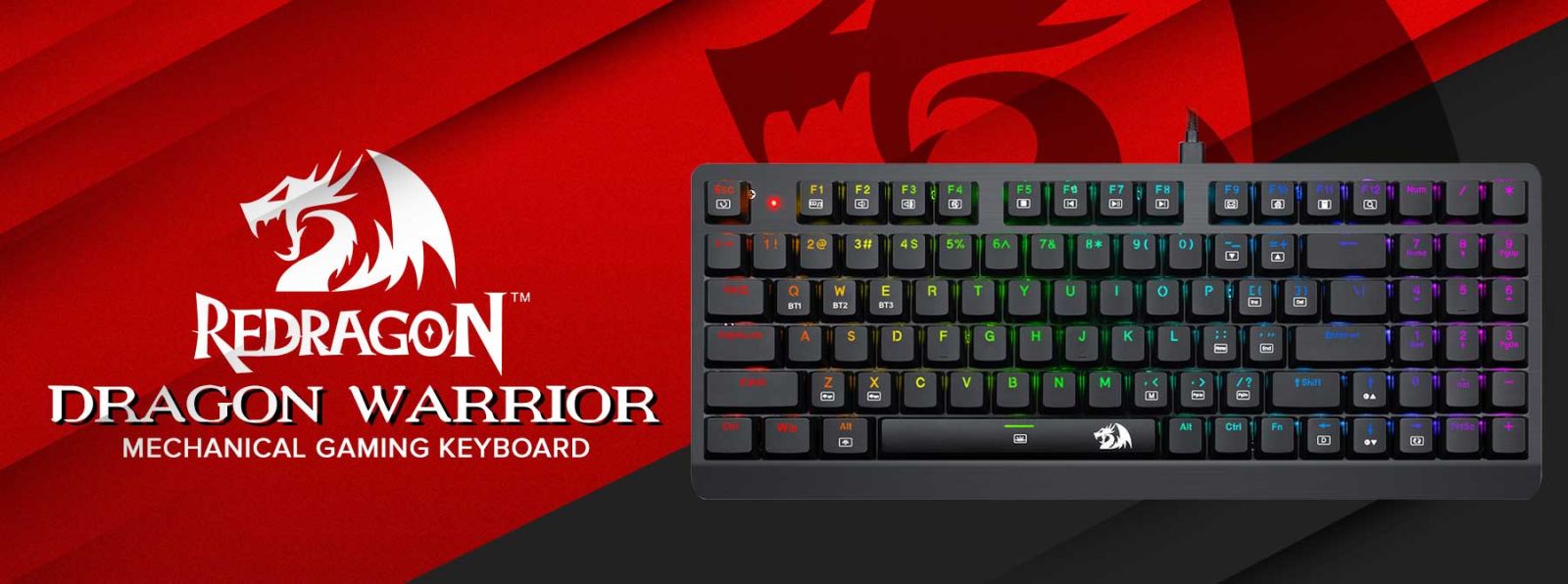 Клавиатура Redragon Dragon Warrior K603P-KBS, жична/безжична, механична, гейминг, Dragon Warrior сини суичове, RGB подсветка, Anti-ghosting, черна, Wi-Fi, Bluetooth, USB-C - характеристика 1