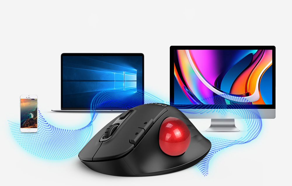 Мишка Delux MT1 DB, оптична (800 dpi), вертикална, безжична, Bluetooth, USB, черна - характеристика 1