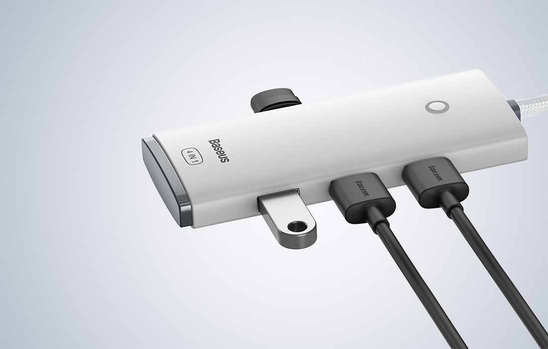 USB Хъб Baseus WKQX030302, 5 порта, от USB Type-C към 4x USB 3.0 Type-A, 1x USB Type-C, бял - характеристика 2