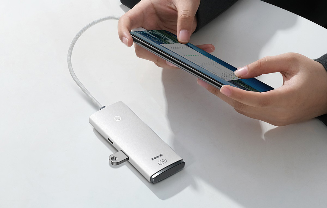USB Хъб Baseus WKQX030302, 5 порта, от USB Type-C към 4x USB 3.0 Type-A, 1x USB Type-C, бял - характеристика 5