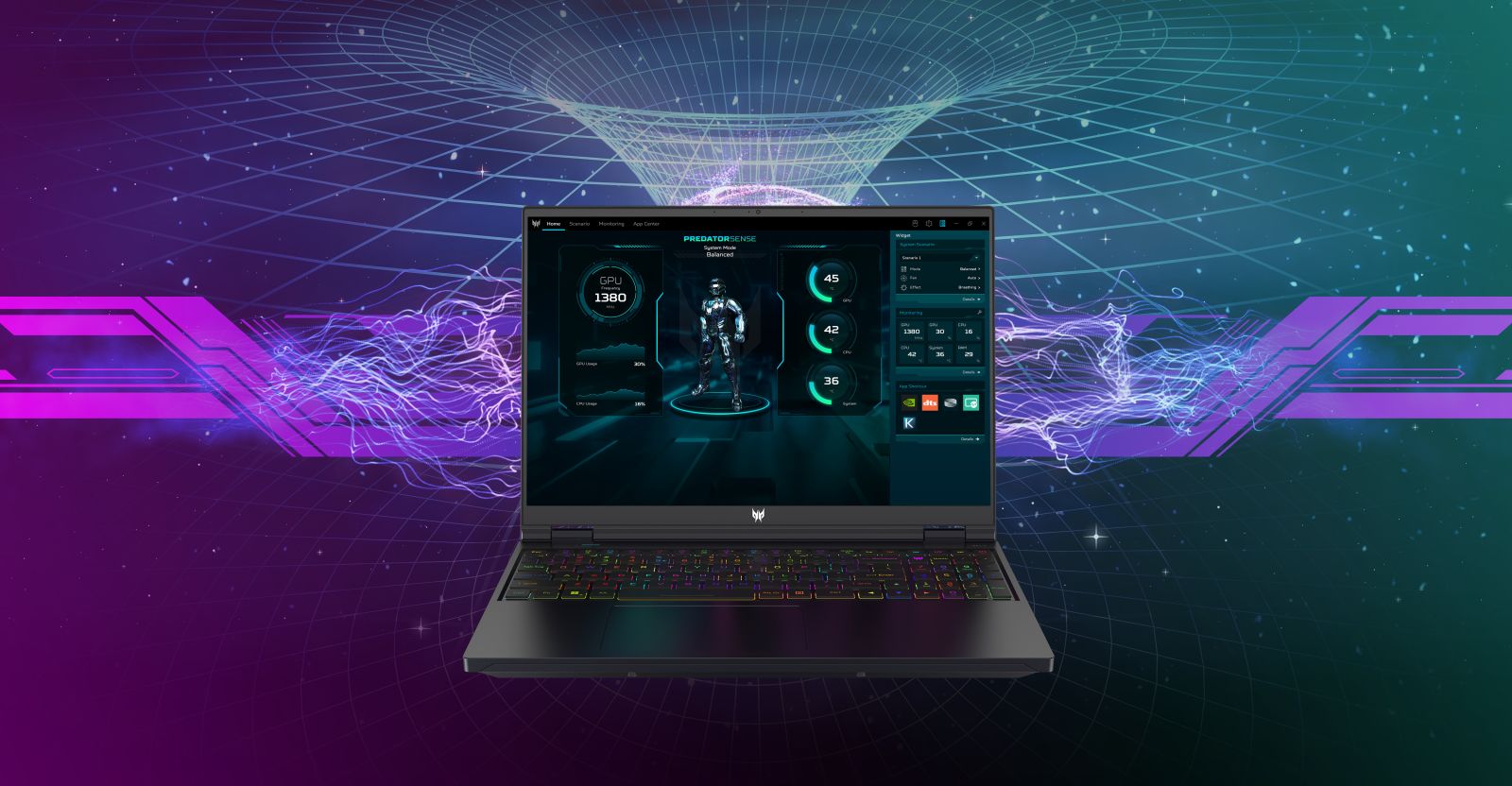 Лаптоп Acer Predator Helios 16 PH16-71, двадесет и четириядрен Intel Core i9-13900HX 2.2/5.4GHz, 16" (40.64 cm) WQXGA 250Hz & NVIDIA GF RTX 4080 12GB GDDR6 (HDMI), 16GB DDR5, 2TB SSD NVMe, 2x USB Type-C (Thunderbolt 4), Windows 11 Home, 2.6kg - характеристика 4