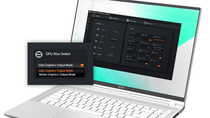 Лаптоп Gigabyte AERO 16 BSF (BSF-73EE994SO)(сребрист), четиринадесетядрен Intel Core i7-13700H 2.4/5GHz, 16" (40.64 cm) UHD/4К OLED Display & GF RTX 4070 8GB, (HDMI), 16GB DDR5, 1TB SSD NVMe, 2x Thunderbolt 4, Windows 11 Home - характеристика 3