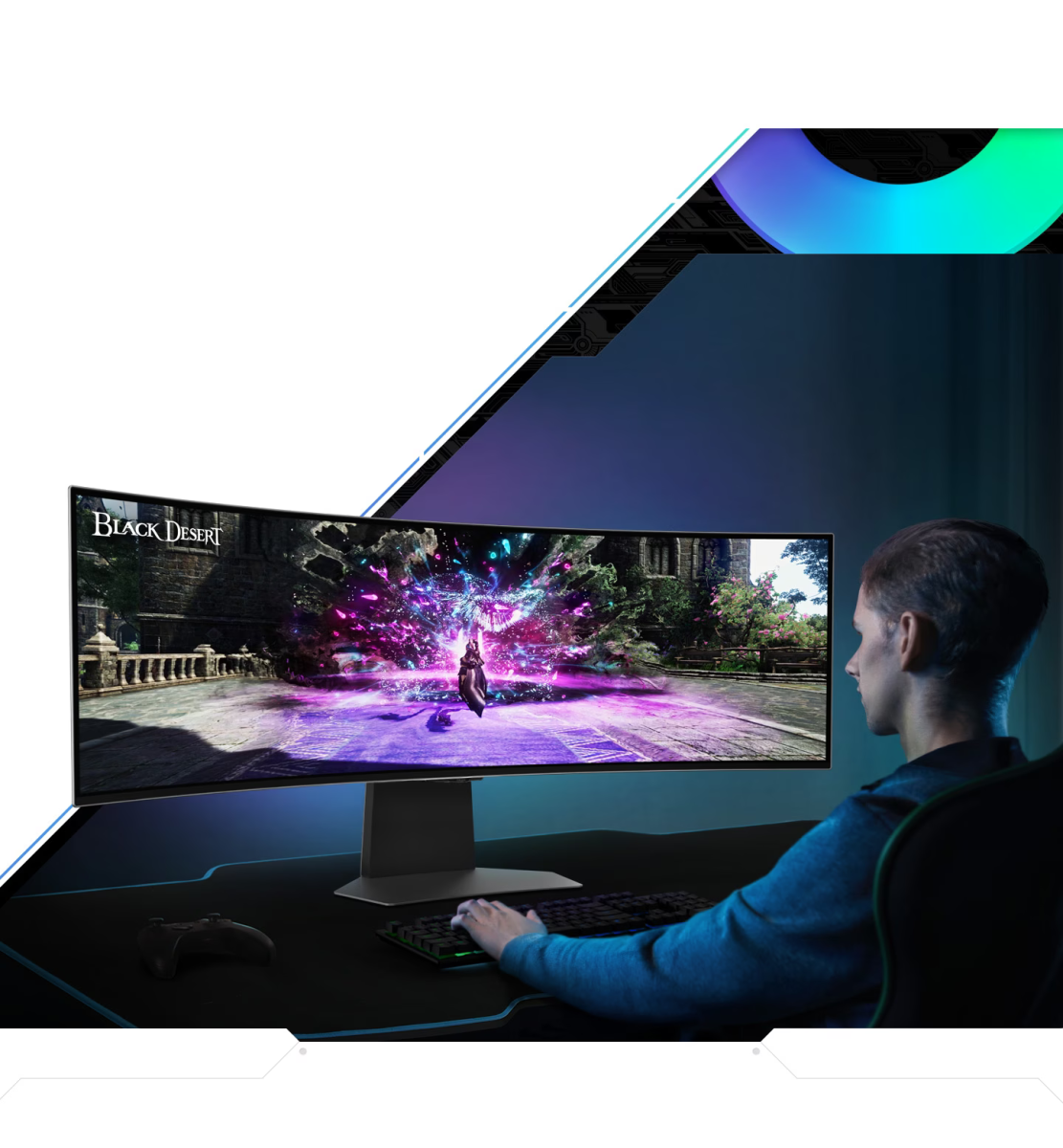 Монитор Samsung Odyssey OLED G9 LS-49CG950 (2023), 49"(124.46sm) OLED Curved панел, DQHD (5120x1440pix), 240Hz, 0.03ms, 250 cd/m2, Wi-Fi, Bluetooth, HDMI, DisplayPort, USB - характеристика 2