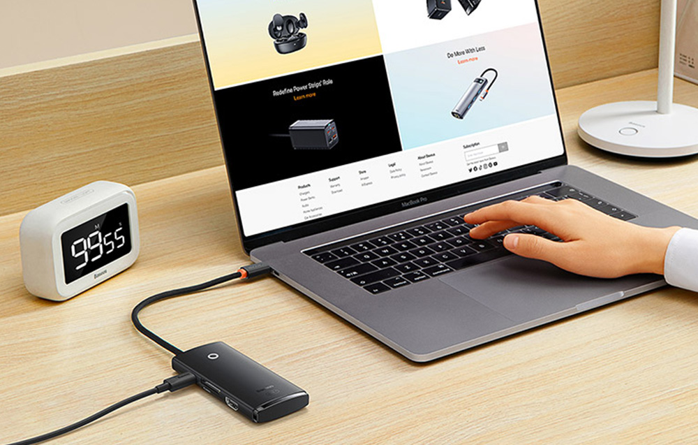 Докинг станция Baseus WKQX080301, от USB C към 1x USB C (PD), 2x USB A, 1x HDMI, 1x SD/MicroSD четец, черна - характеристика 4