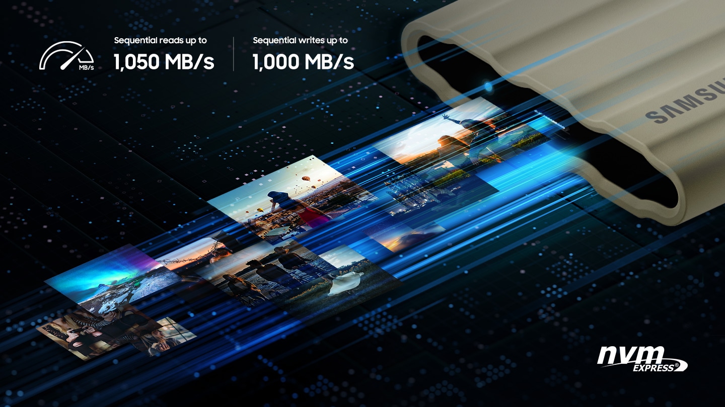 Памет SSD 1TB, Samsung T7 Shield Black (MU-PE1T0S/EU), USB 3.2 Gen.2, външна, скорост на четене 1050MB/s, скорост на запис 1000 MB/s - характеристика 2